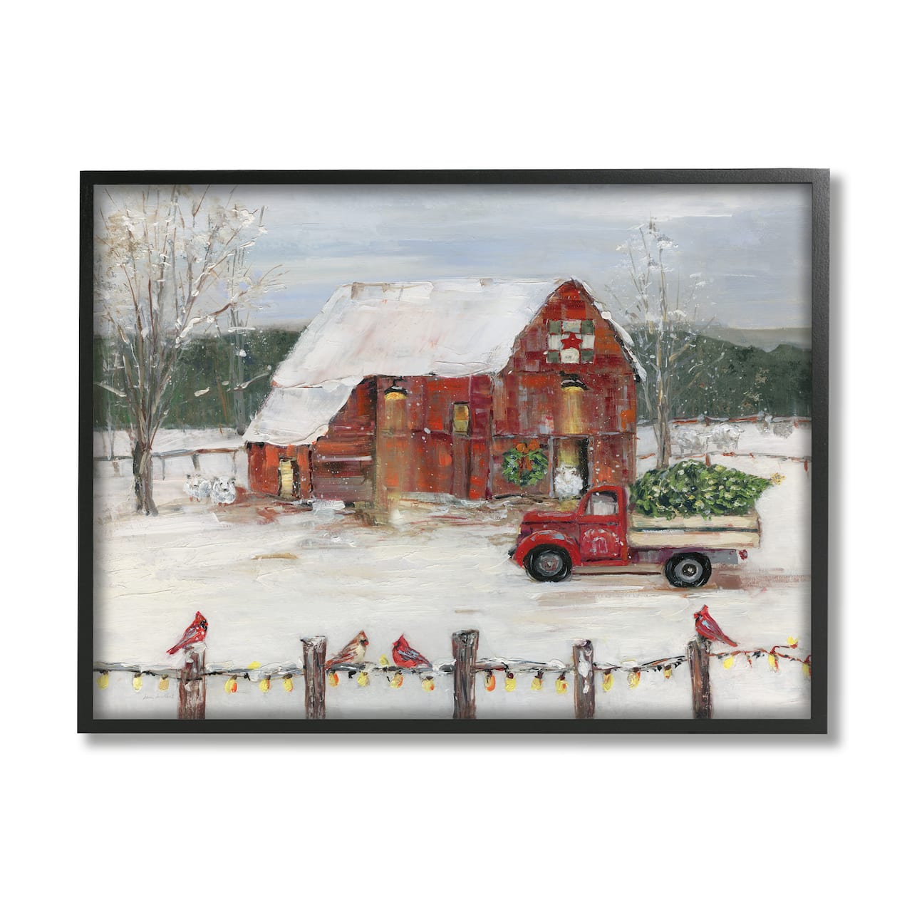 Stupell Industries Snowy Holiday Tree Farm Landscape Framed Giclee Art